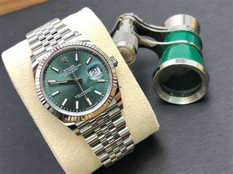 rolex 36mm green dial|Rolex 41mm date just mint dial.